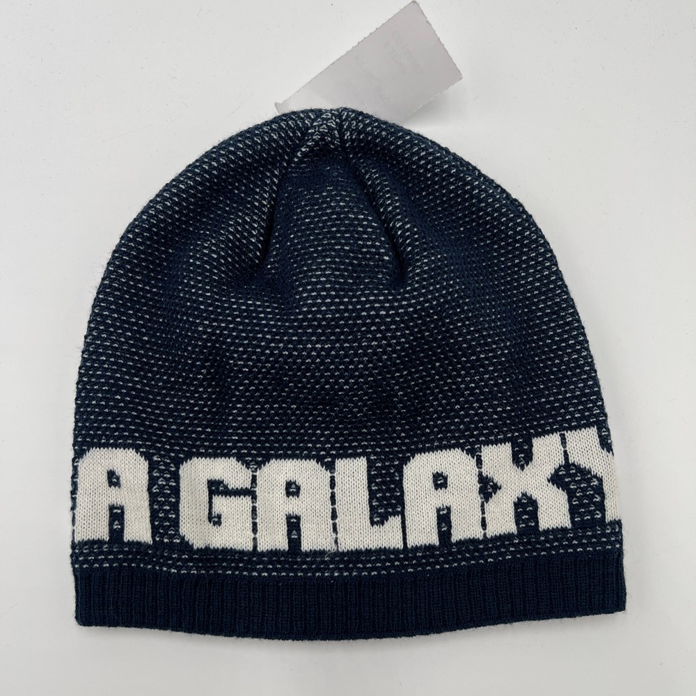 Adidas LA Galaxy MLS Soccer Beanie Hat Navy Blue White Knit One Size MTC